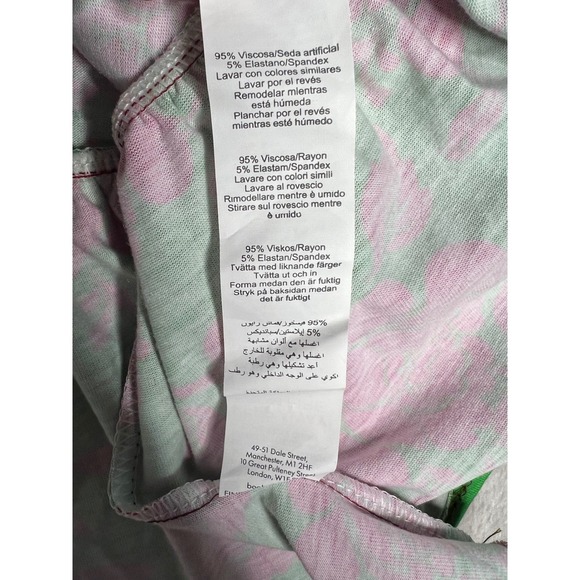 Boohoo Cold Shoulder Bell Sleeve Ruffle Floral Dress Tunic Top Green Pink US 14 - Picture 6 of 9